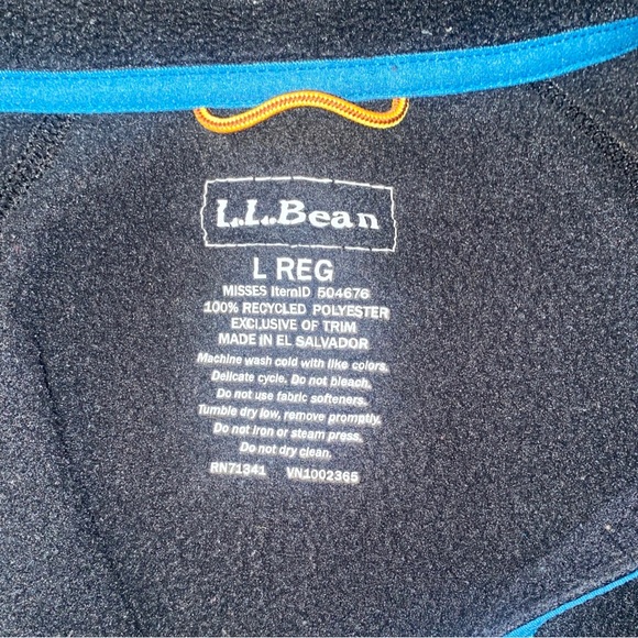 L.L. Bean Color block Black and Blue Fleece Jacket - Picture 7 of 11